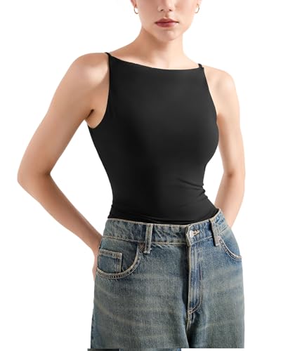SUUKSESS Women Double Lined Boat Neck Tank Tops 2025 Y2K Going Out Basic Cami Shirts2