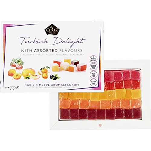 Çerez Pazarı Cerez Pazari Turkish Delights Candy With Assorted Mix Flavours 8.1 Oz Vegan Fruit Snacks Gift Box thumb #1