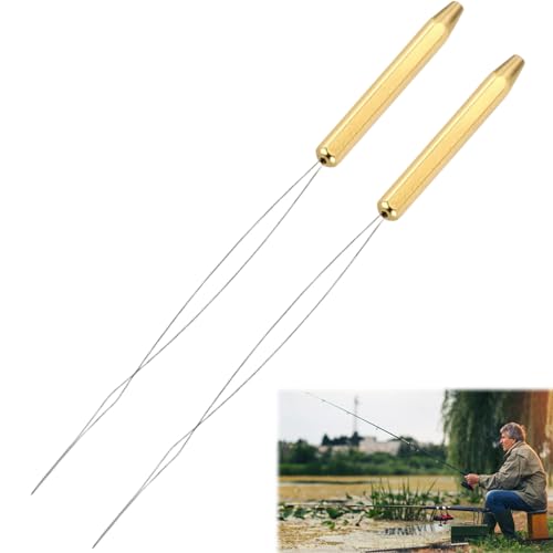 Enyyfit Fly Tying Bobbin Threader Tool Set, Stainless Steel Bobbin Threader for Fly Tying, Ergonomic Handle Fly Fishing Accessories, Easy Threading for Fine Threads, 2 PCS