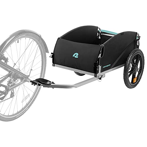 Image of Retrospec Rover Hauler Bike Cargo Trailer - Foldable Frame with Weather-Resistant Fabric & 80lb Capacity - Universal Bike Trailer for 20-29in Wheels - Includes Safety Flag & D-Ring Anchors