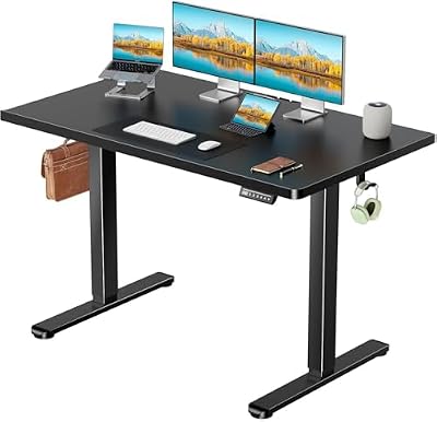 Marsail Electric Standing Desk Adjustable Height, 63 inch Large Standing Desk with Deeper Tabletop & 4 Memory Presets, One Piece Standing Desk for Home Office & Computer Workstation, Black,2 Packages