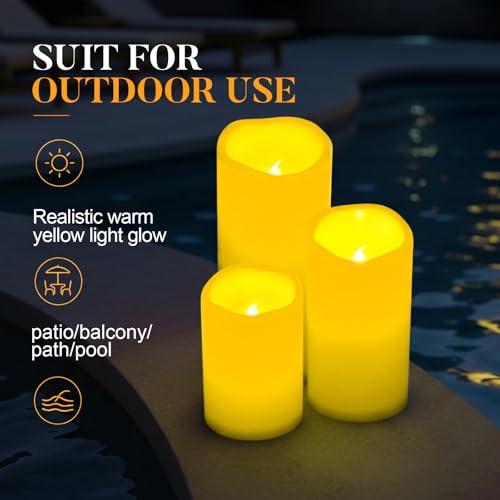 Image of 5plots Large Waterproof Flameless Candles 4 inchx8 inch Ivory LED Pillar Set of 2