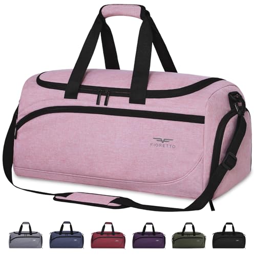 FIORETTO 35L Sporttasche & Reisetasche für Damen und Herren mit Schuhfach & Nassfach Wasserdicht Tasche für Trainingstasche Gym Travel Schwimmen Sauna fußball Rosa