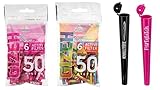 100 Filter gesamt GIZEH Pink + rainbow Active Filter Slim ø 6mm 50er Beutel + 2 J-Tubes pink black