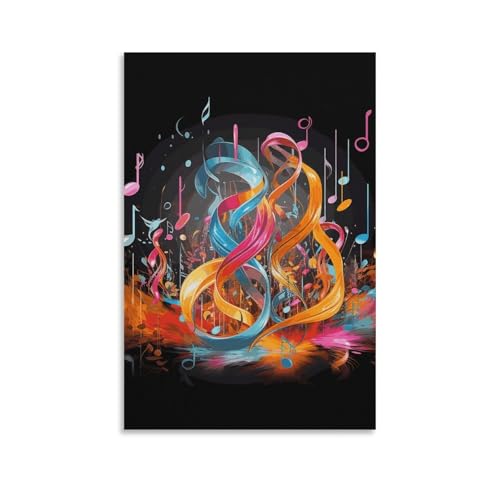Toile murale moderne colorée note de musique décoration esthétique