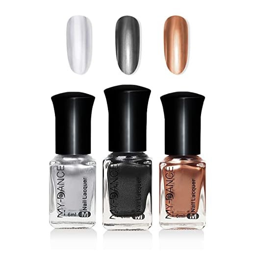 LOKFAR Conjunto de esmaltes metálicos espelhados de 3 cores, esmalte metálico cromado de secagem rápida - acabamento brilhante e brilhante, efeito de brilho espelhado de longa duração 6 ml/frasco - #A