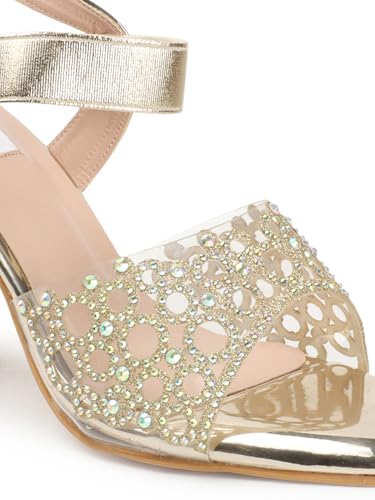 Image of ELLE women's Square Toe Block heel sandal with Ankle-strap