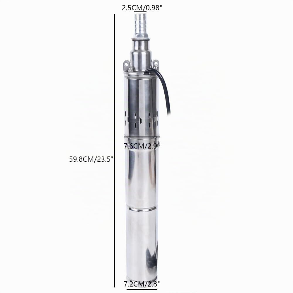 Pompe à eau submersible solaire 24 V pour puits en acier inoxydable 370 W jusqu'à 65 m