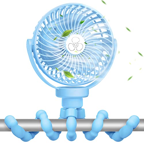 Image of VASG Battery Operated Stroller Fan, Portable Handheld Mini Fan Clip on Fan with Flexible Tripod, USB or Battery Powered Desk Fan, 3 Speeds and Rotatable Personal Fan for Car Seat, Crib, Bike, Camping