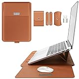 15-15.6 inch Laptop Sleeve Case Laptop Stand Adjustable,Waterproof PU Leather Sleeve Bag Computer...