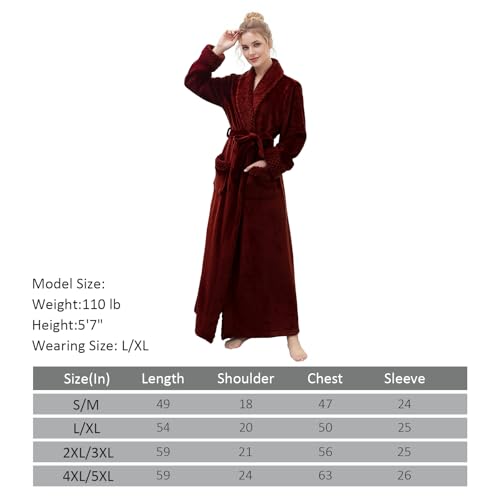 Image of Hellomamma Long Bath Robe for Womens Plush Soft Fleece Bathrobes Nightgown Ladies Pajamas Sleepwear Housecoat