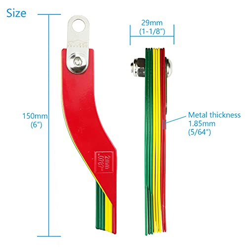 Wheel Connect Brake Lining Thickness Gauge, Measuring Tool For Both Disc And Drum Brake Pads, Made Of Steel, 3 Color-Coated, With Hanging Tag. #TOP2