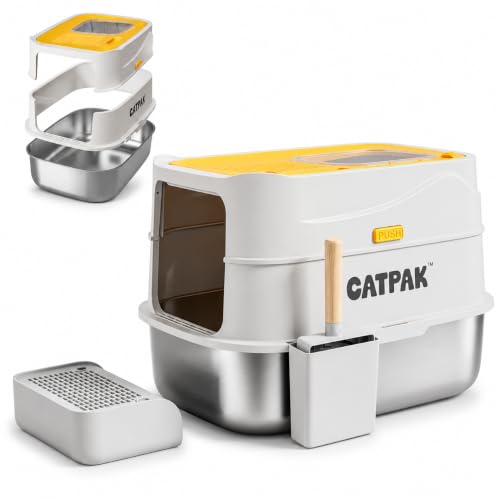 Caja de arena para gatos de acero inoxidable grande miniatura 1