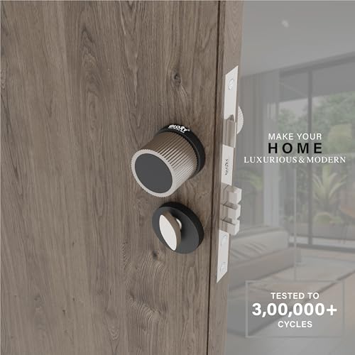 Image of Gloxy Zinc Keyless Door Lock Handle for Dorset with Brass Lock Body Set with 3 Key Main Door Locks for Kitchen, Hotel, Bathroom, Home | Satin & Black Finish (2 Years Warranty, Pack of 1)