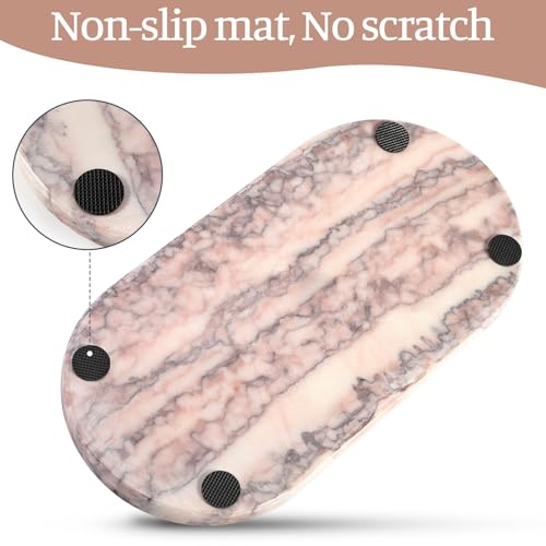 Image of Koville Natural Marble Tray, 12 inchx6 inch Decorative Tray for Countertop, Catchall for Perfume, Candles, Jewelry Dish Moca Jade