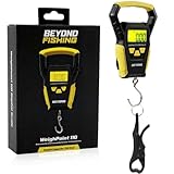 Beyond Fishing Digital Scale with Built-in Tape Measure – Weighs Up to 110lbs - LCD Display, Ounces - Pounds - Kilograms - Ergonomic Grip, Battery Powered, Portable Fish Weigher for Anglers