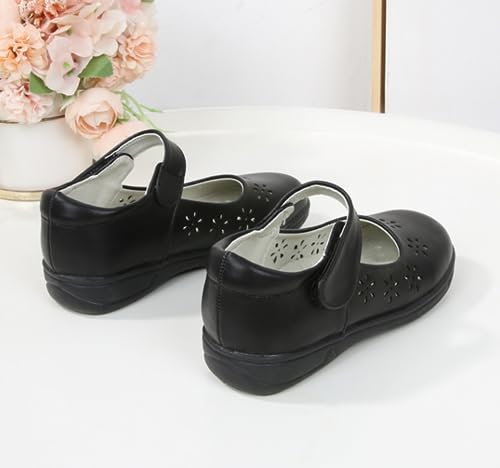Girls PU Leather Mary Jane Flats School Uniform Strap Hollow Flower Dress Shoes for Toddler/Little Kid/Big Kid4