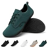 Geweo Barfußschuhe Herren Barfuss Schuhe Damen Barfuß Sneaker Barefoot Shoes Fitnessschuhe Laufschuhe Walkingschuhe Turnschuhe Minimalistische Straßenlaufschuhe Weich Leicht Bequeme, Grün 39 EU