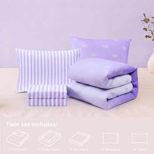 Image of Twin Comforter Set with Sheets for Girls-5 Pieces Twin Bedding Sets