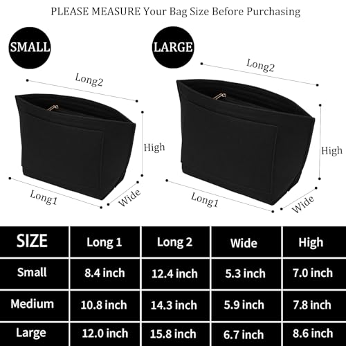 LOUKAYCCI Bolsa organizadora de feltro para bolsa Longchamp Le Pliage L (grande, preto)