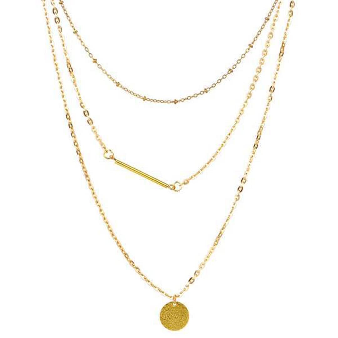 Vembley Three Layered Round Line Pendant Chain Necklace For Girls And Women (B0BKGDVS19) Amazon Price History, Amazon Price Tracker
