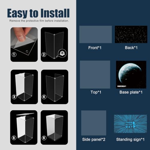 Popbricks Acrylic Display Case Compatible with LEGO Star Wars The Razor Crest 75447 – Dustproof Showcase with Ambient Glow, UV Backdrop & Display Plaque (Case Only) by popbricks - Used condition - Image 7
