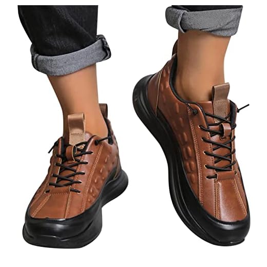 FGUUTYM Sneakers herr läderskor, löparskor, utomhus, joggingskor, sportskor, sommar, fritidsskor, platta skor, bekväma, ventilerande, enstaka skor, stor storlek, tennisskor, BRUN, 45