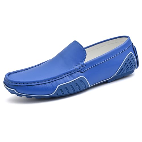 LUODENGLANG Men's Loafers Casual Shoes Slip On Premium Genuine Leather Driving Shose Penny Loafers for Men Lightweight Breathable Blue 10 M44 by LUODENGLANG - Used condition - Image 7