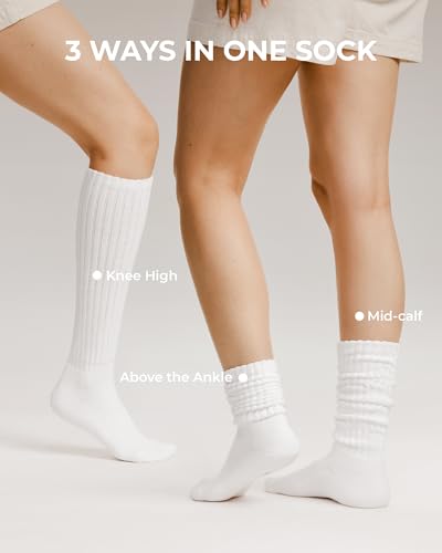 Image of FITRELL Slouch Socks for Women, 3 Pairs Soft Cotton Knee High Scrunch Tube Boot Socks