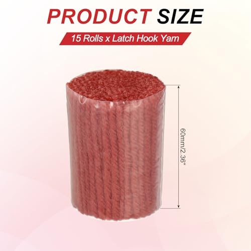 Image of MECCANIXITY 15 Rolls Latch Hook Yarn, 3mm Matte Red Latch Hook Kit Yarn Precut Hook Rugs Making Crochet Bundles for Rug Adults Beginners Tapestry DIY Craft