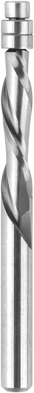 SpeTool Down Cut Spiral Flush Trim Router Bit,1/4" Shank 1-1/8" Cutting Length Extra Long 3" OVL,Carbide Spiral Pattern Router Bit for Woodwoking