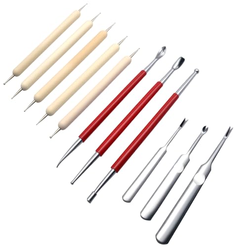 OZXNO 3 Pcs Leather Press Rubbing Tool Stainless Steel Modeling Embossing Spoon Carving Tools for Leather Craft DIY