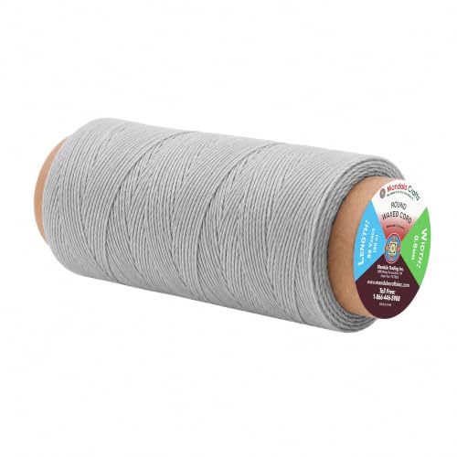 Mandala Crafts 80M 0.8mm Gray Round Waxed Thread for Leather Sewing