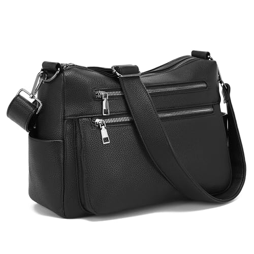 YZAOLL Large Crossbody Bag for Women Vegan Leather Tote with Adjustable Wide Strap Water-resistant Work Purse with 10 Pockets