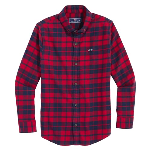 Image of vineyard vines Plaid Flannel Shirt (Big Kid)