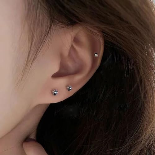 5 Pairs Small Ball Stud Earrings for Women and Men, Hypoallergenic Stainless Steel Round Ball Earrings Set for Sensitive Ears, Multiple Piercings Cartilage (3-7mm) — view 2