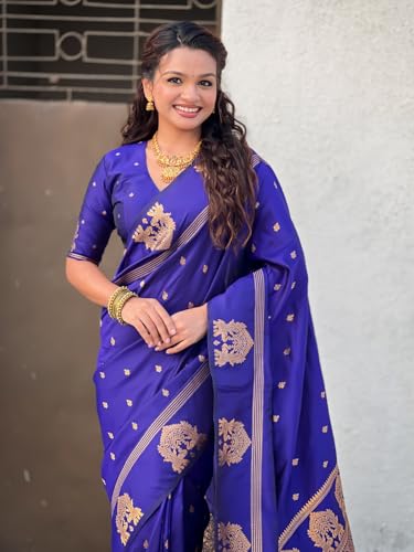 Image of SGF11 Women's Kanjivaram Pure Soft Silk Saree With Unstitched Blouse Piece