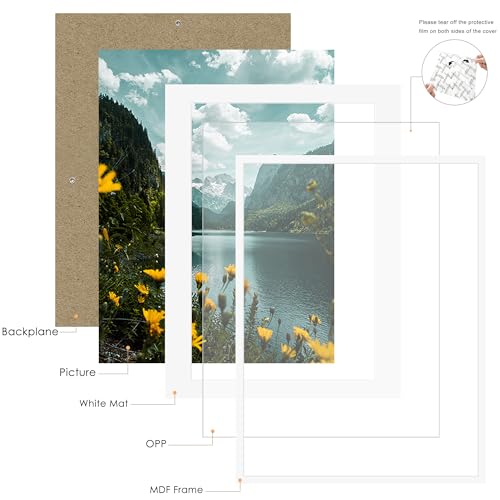 Picrit 30x40 Picture Frame 3 Pack, White Poster Frame, Display Poster 24 x 36 with Mat or 30 x 40 without Mat for Horizontal or Vertical Wall Mounting