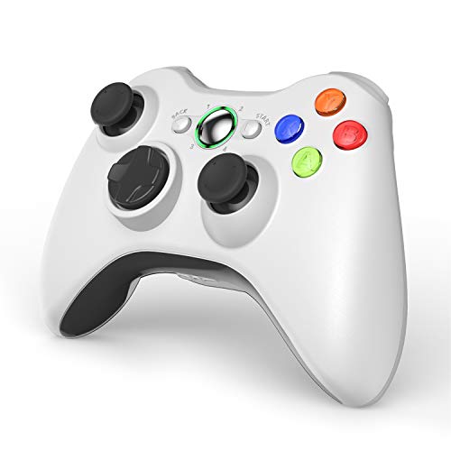 Voyee Wireless Controller Compatible With Microsoft Xbox 360 & Slim/Pc Windows 10/8/7, With Upgraded Joystick/Double Shock (White) #TOP1