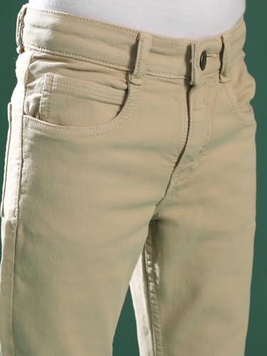 Image of Tales & Stories Boys Slim Fit Denim Jeans | 5-Pocket Stylish Mid-Rise Pants| Durable Cotton Denim Lycra with Button Closure | Casual Wear