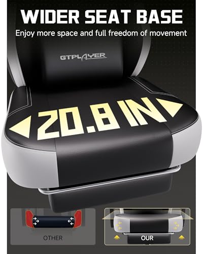 Image of GTPLAYER Big & Tall Gaming Chair, Wide Reclining with Footrest for Adults | Ergonomic High Back Computer Desk Chair, Comfort Padded Seat with Lumbar Support for Big /Tall, Office /Home, Dark Black