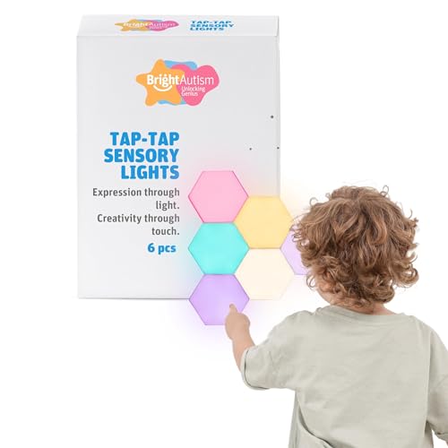 Bright Autism Tap-Tap Touch Sensory Lights – Dimmable Room Lighting for Therapeutic & Educational Play. Visual & Tactile Soothing LED Stimulation. Perfect Addition to Your Child's Bedroom (6pcs)