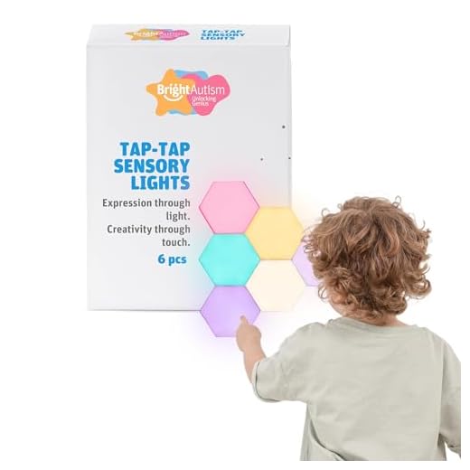Bright Autism Tap Tap Led Lights (6 Pc) – Touch Sensitive Lights, Visual Stimulation, Tactile and Visual Sensory Tool, Designed for Sensory Motor Aids, Hexagonal Wall Lights