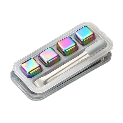 Rebellious Lebensmittelechte Stahl Kühlsteine ​​mit Zange 4/6/8 Nicht Schmelzende Eiswürfel Halten Getränke Gekühlt Für Wein Cocktails Mehrzweck Eisstein Aus Stahl