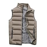 Doudoune sans Manche Homme Col Montant Sport Mi Saison Marque Veste Matelassé Léger Pas Cher Gilet sans Manche Homme Cyclisme Pas Cher Pulls, Gilets et Sweats Homme Hiver Noel Kaki 4XL