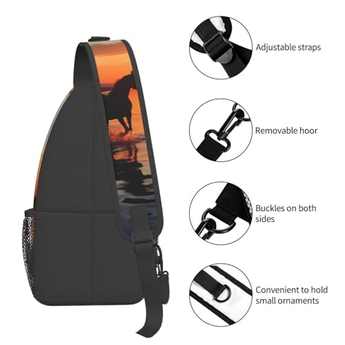 Mochila bandolera negra para senderismo y viaje miniatura 4