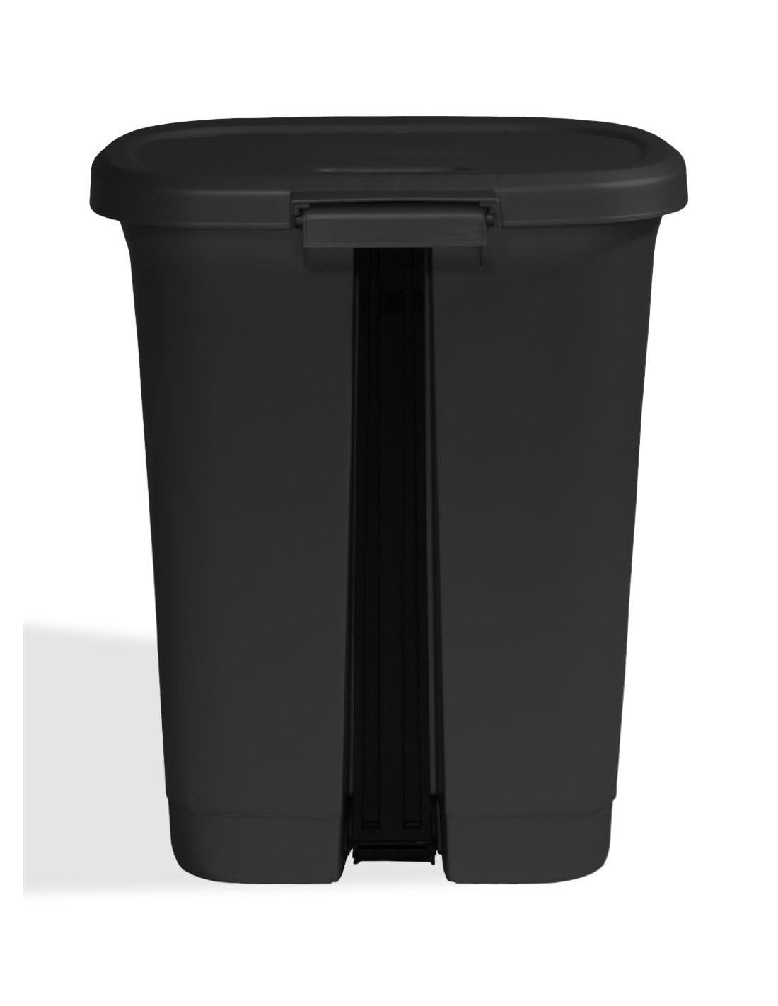 Jardin202 - Cubo basura plástico moderno | Apertura con pedal | Cubo reciclar | 50 litros (Negro - Negro)