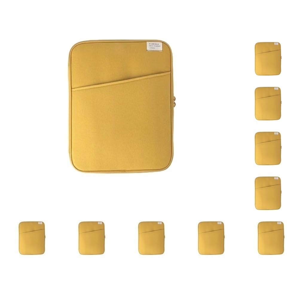 Juego de 10 fundas para tablet, ordenador portátil, teclado, cierre de cremallera, organizador de ratón, oficina, viajes, negocios, amarillo, 28,9 cm