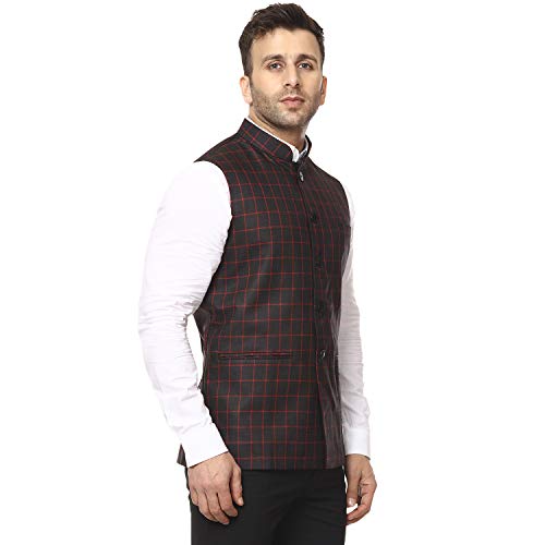 Image of Veera Paridhaan Men's Poly Cotton Jute Nehru Jacket