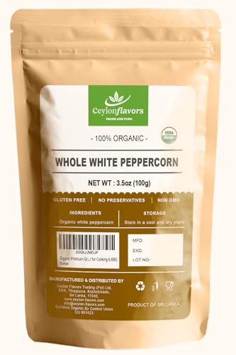 Organic Premium Grade White Peppercorn. Natural Super food enrich...